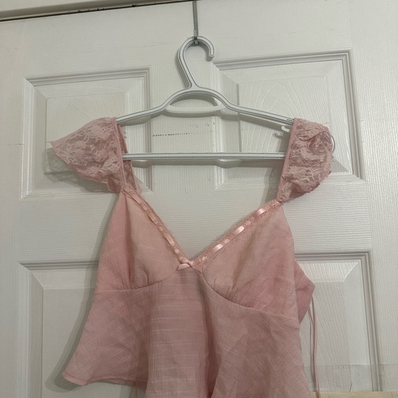 PacSun Light Pink Ruffle Sleeve Blouse - Picture 2 of 4